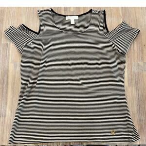 Michael Kors Cold Shoulder Striped Top - Size Large